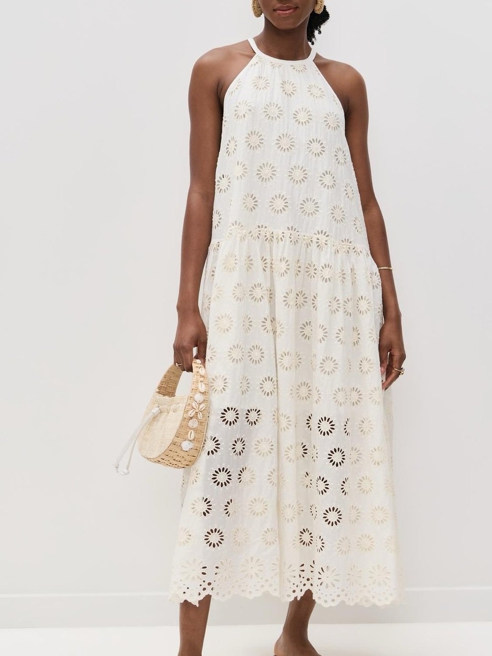 MADEWELL Embroidered Drop Waist Maxi Dress, Size XXS